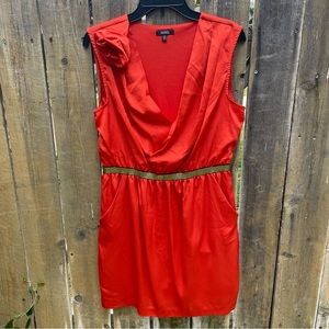 XOXO RED ORANGE EMPIRE WAIST MINI DRESS WITH POCKETS XL
